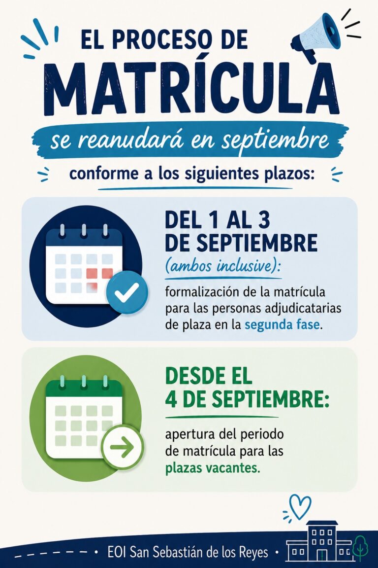 Calendario de matriculaciones